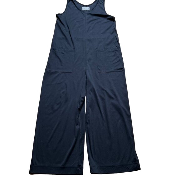 Everlane Size L Black The Luxe Cotton Sleeveless Cropped Wide Leg Jumpsuit - Picture 3 of 16